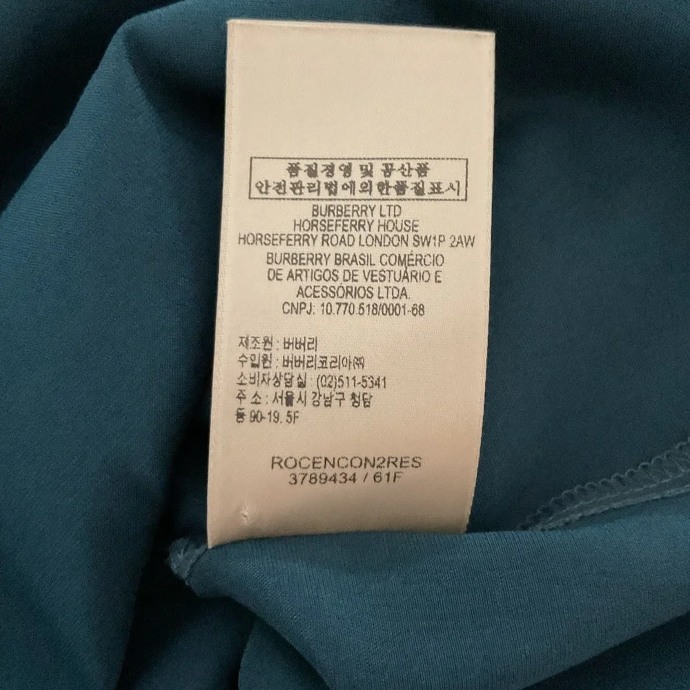 Burberry of London Deep Teal Button Down Blouse Size 12 - Picture 7 of 11